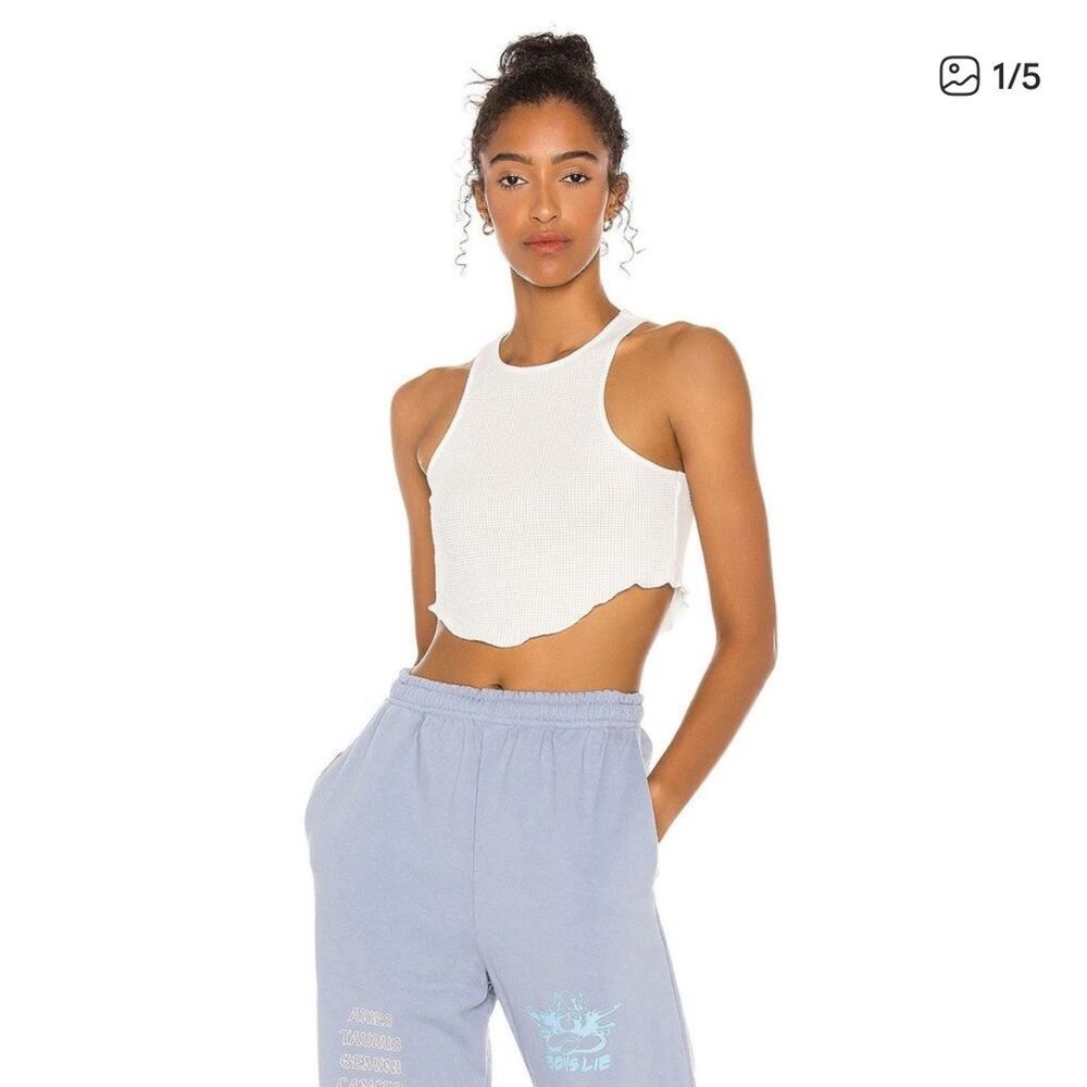 h:ours white waffle cropped tank Size Small